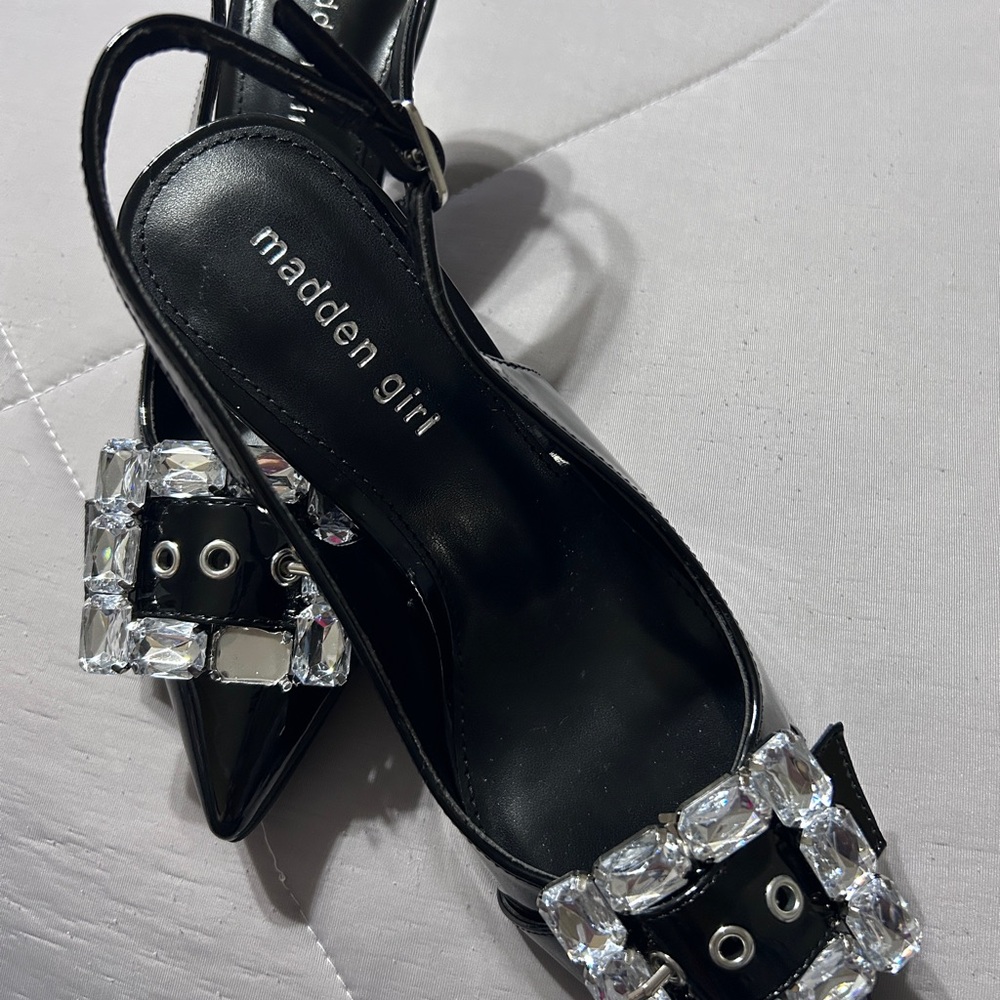 Madden Girl Black Crystal Embellished Heels New